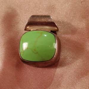 925 Sterling Silver and green stone necklace slide